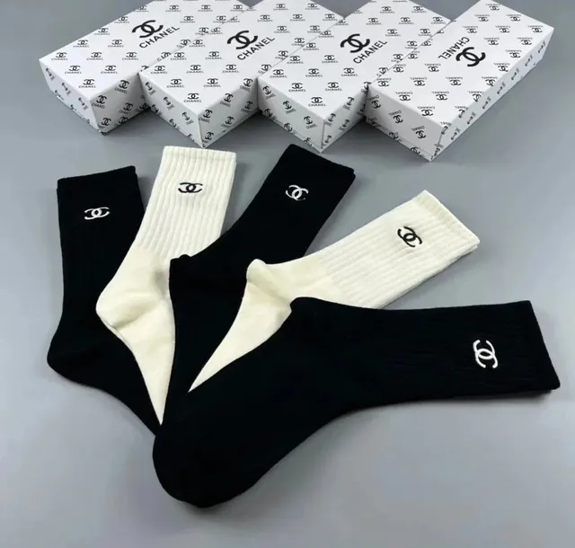 Chanel Logo Socks CC Embroidered