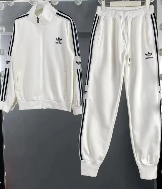 Adidas Track Suit White with Black Stripes