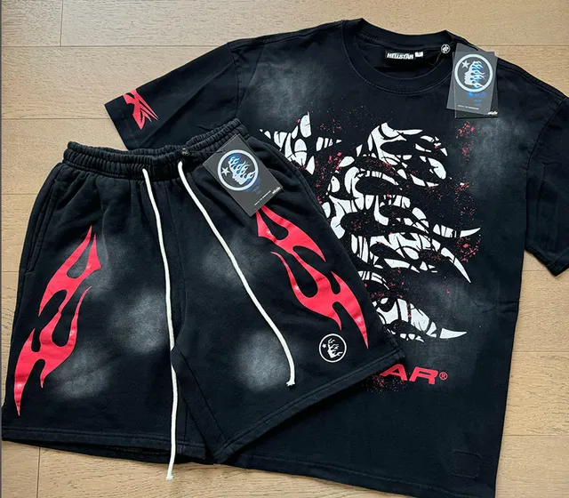 Hellstar Flame Graphic Set Black with Red Flame Print
