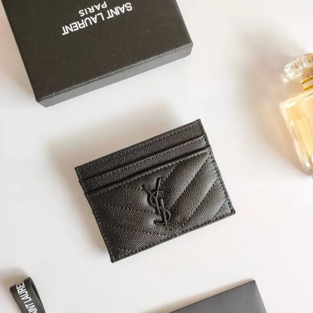 Saint Laurent Monogram Card Holder Quilted Leather