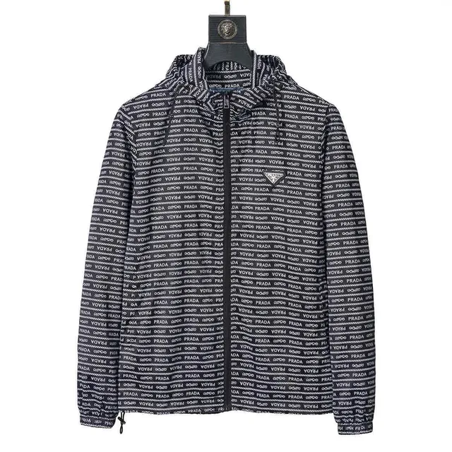 Logo-Print Hooded Jacket All-Over PRADA Logo
