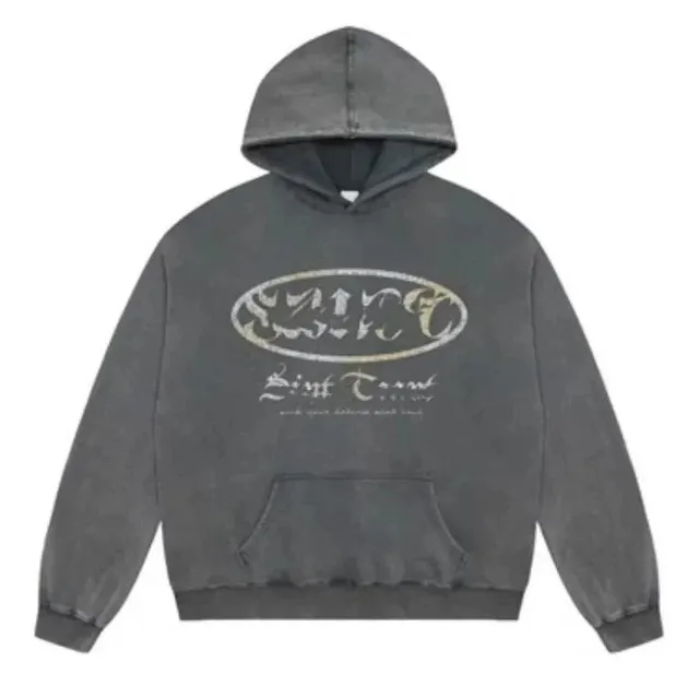 Broken Planet Oval Logo Hoodie Washed Grey