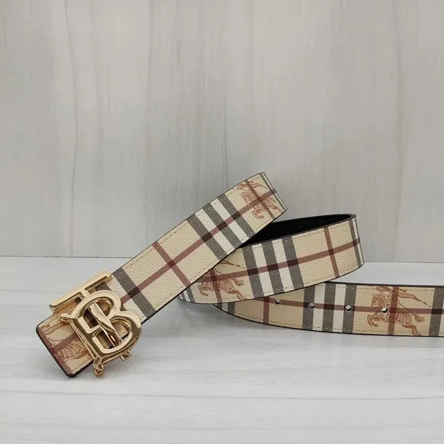 Burberry Monogram Check Belt Classic Check with Equestrian Knight