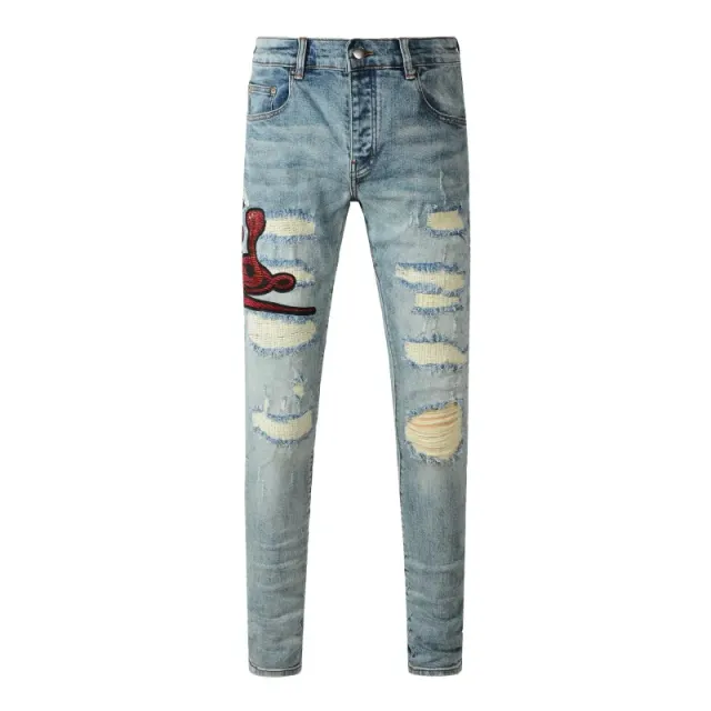 Balenciaga Distressed Jeans Snake Embroidery