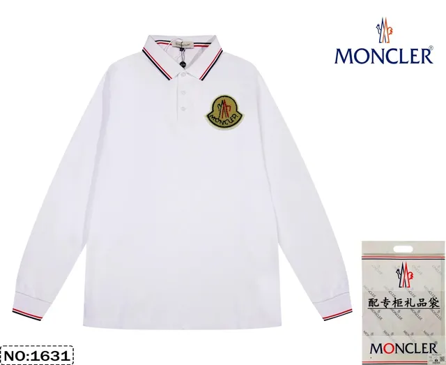 Moncler Long-Sleeve Polo Logo Patch