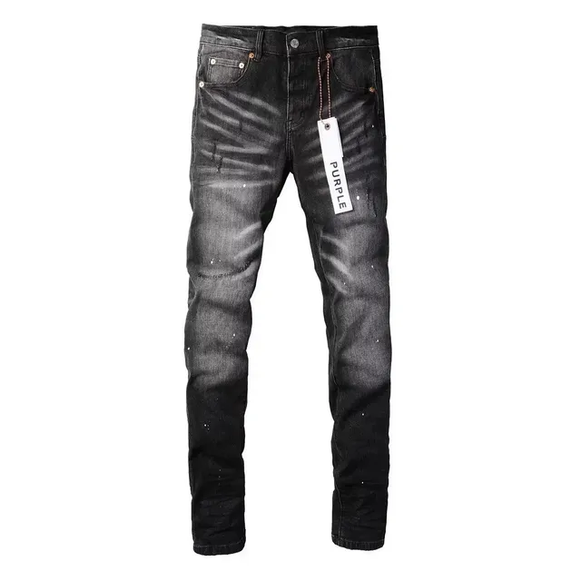 Purple Brand Distressed Slim Fit Jeans Paint-Splatter Wash
