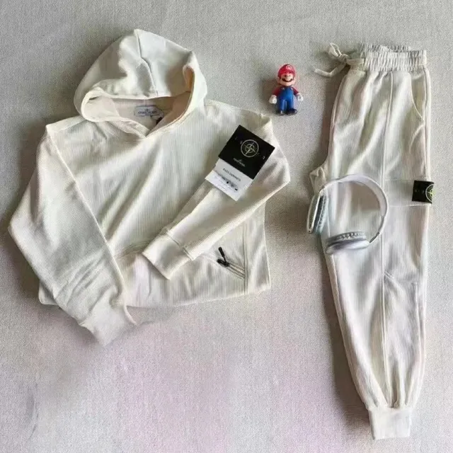 Stone Island Corduroy Hoodie and Joggers Set Off-White Corduroy
