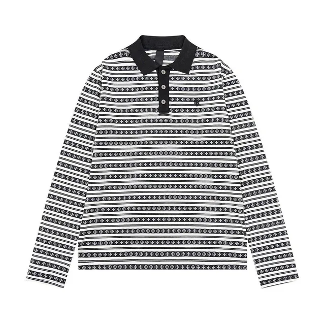Chrome Hearts Polo Shirt Cross Motif Stripe