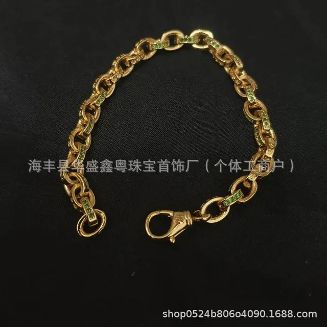 黄金绿钻字母手链