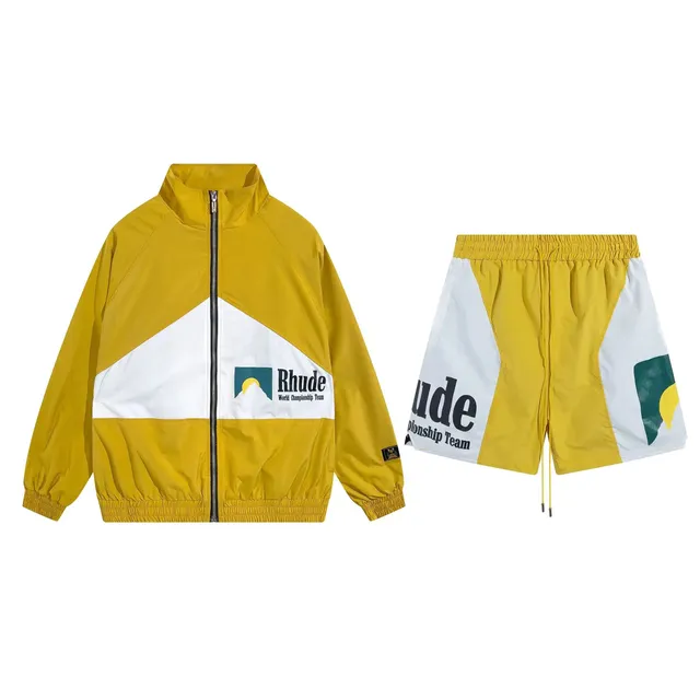 Rhude Track Jacket and Shorts Set Color-Block Logo