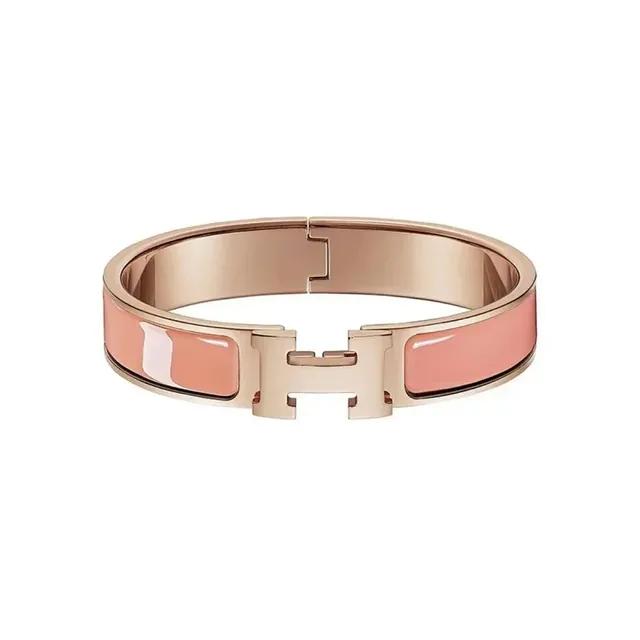 Hermès Clic H Bracelet Rose Quartz Enamel