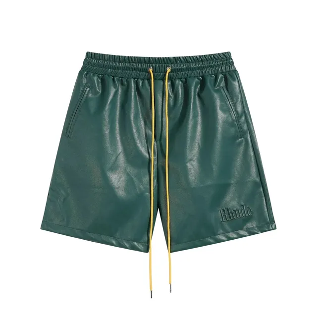 Rhude Leather Shorts Embroidered Logo