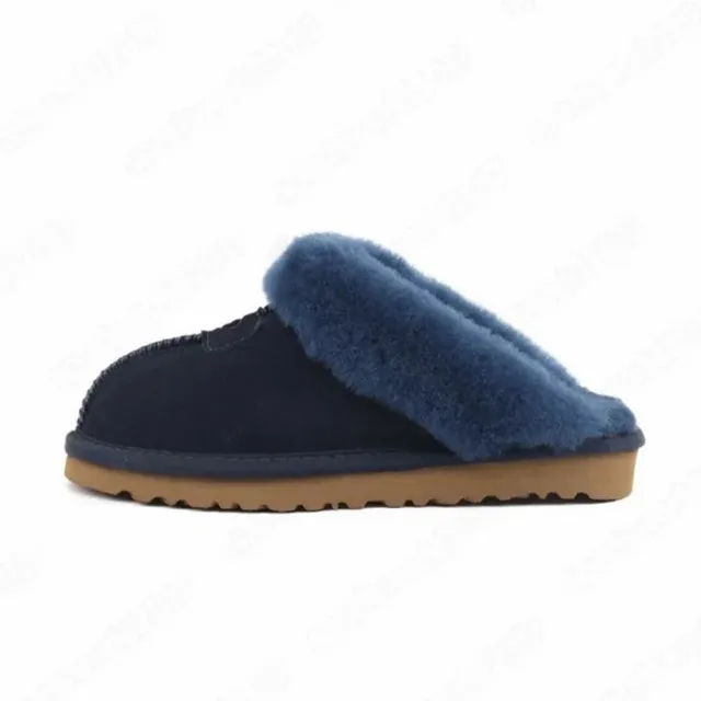 UGG Classic Slipper Navy Suede with Blue Shearling