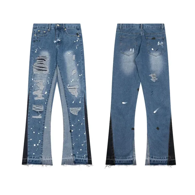 Levi's 501 Distressed Paint-Splatter Patchwork