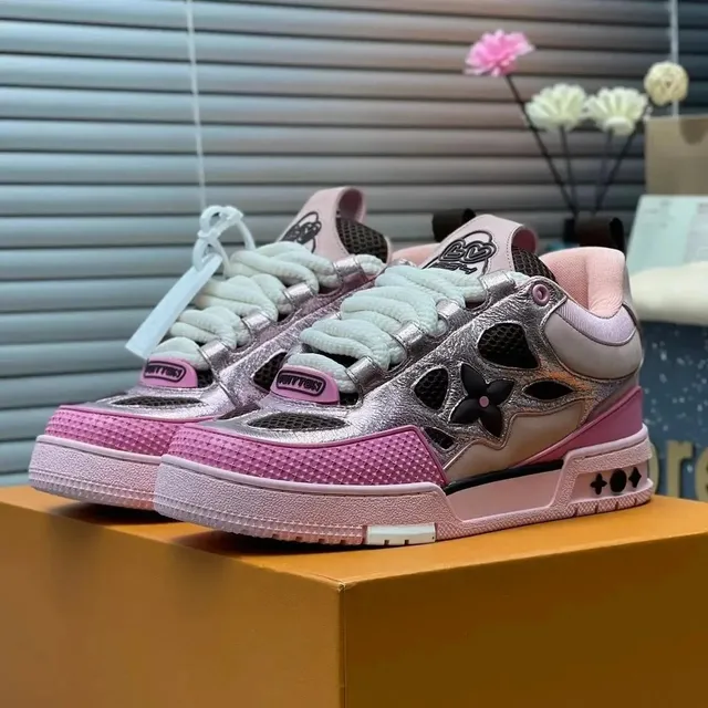 Louis Vuitton LV Trainer Metallic Pink Flower