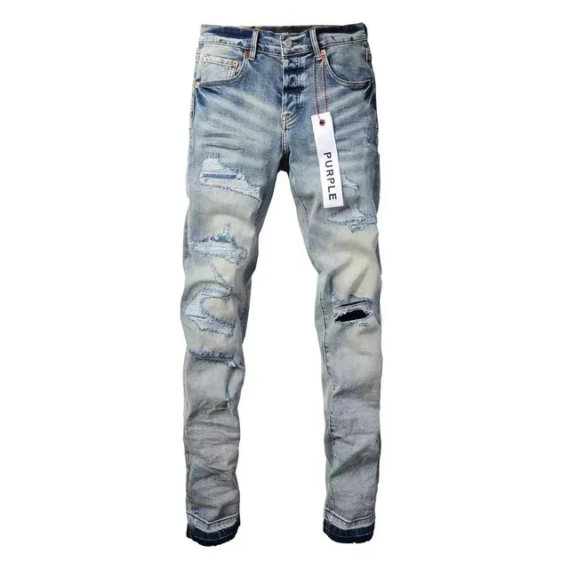 Distressed Slim Fit Jeans Light Wash with Rips