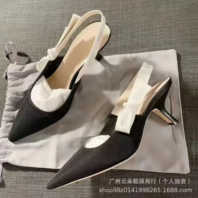 Dior Slingback Heel Two-Tone Bow Detail