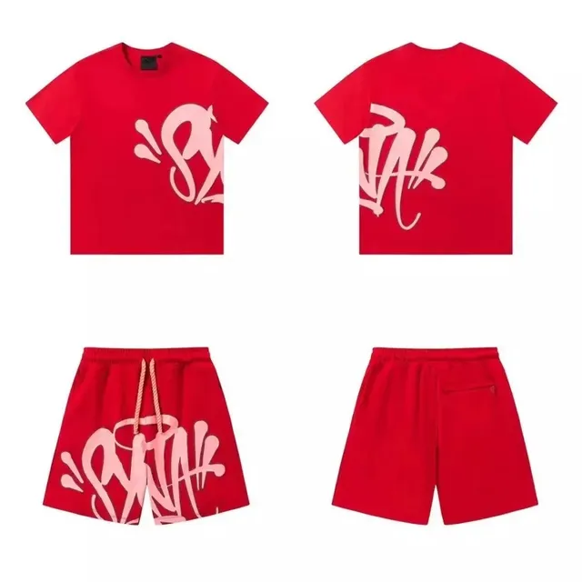 Off-White Graffiti Print Set Red with Pink Logo