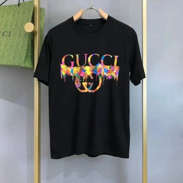 Gucci Logo Print T-Shirt Multicolor Paint Drip