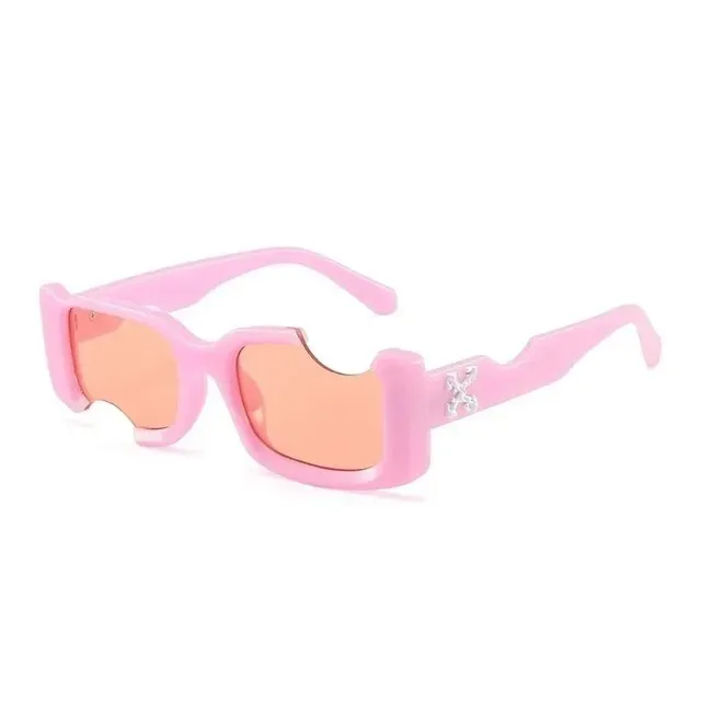 Off-White Square Sunglasses Pink Frame Orange Lens