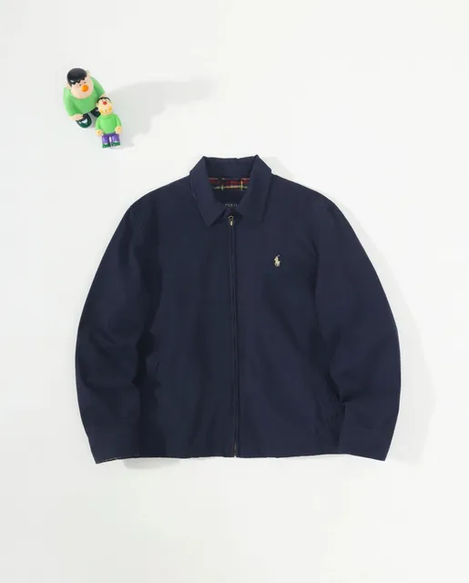 Polo Ralph Lauren Classic Fit Cotton Jacket Navy with Plaid Lining