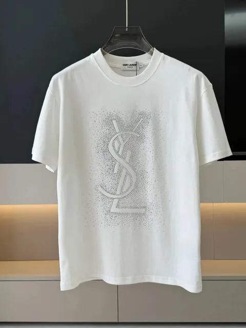 Saint Laurent Logo T-Shirt Crystal-Embellished