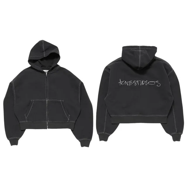 Acne Studios Zip-Up Hoodie Embroidered Logo