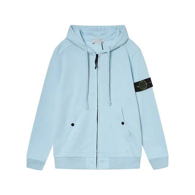 Stone Island Zip-Up Hoodie Light Blue