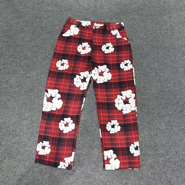 Plaid Trousers Floral Print