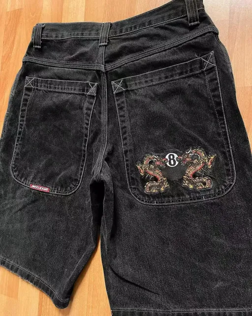 JNCO Denim Shorts Dragon 8-Ball Embroidery