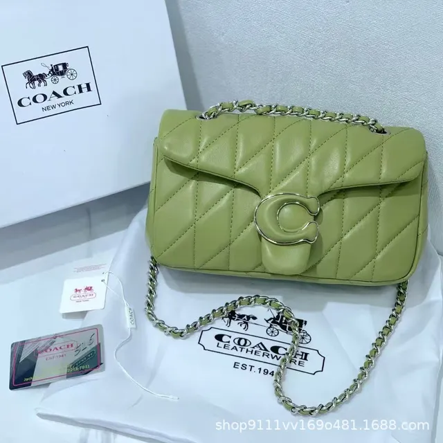 Coach Chain Strap Shoulder Bag Quilted C-Turn