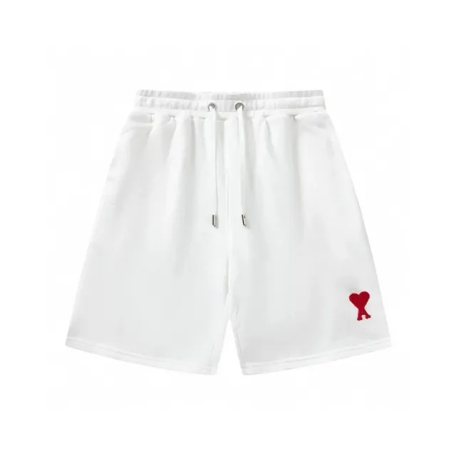 Amiri Heart Logo Shorts Red Heart Embroidery
