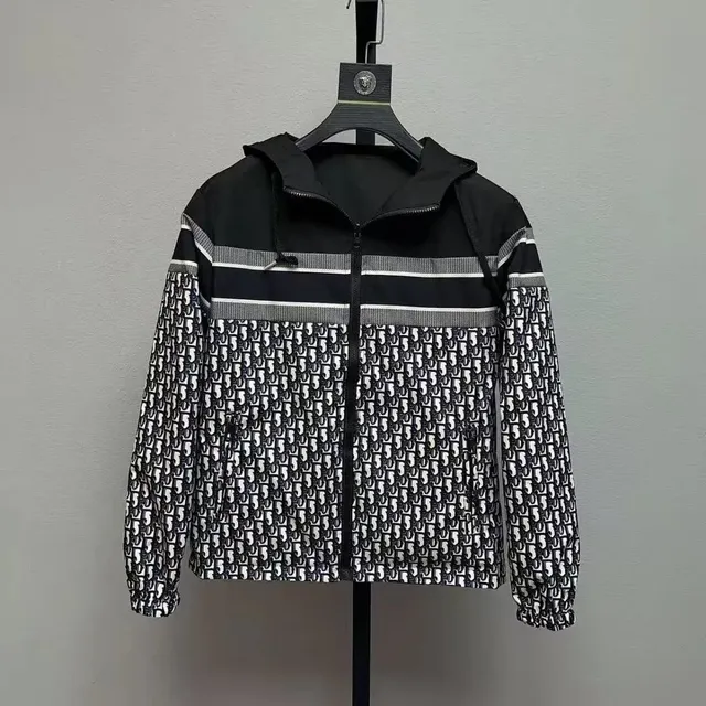 Dior Oblique Print Hooded Jacket Monogram Stripe