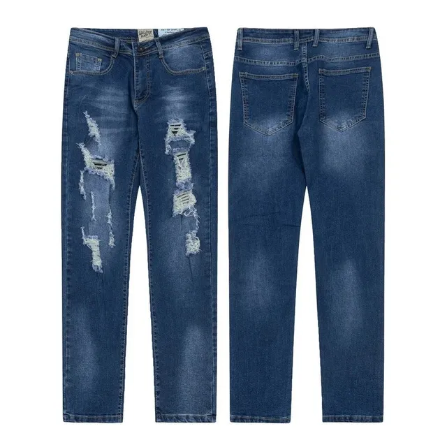 Straight Fit Jeans Distressed Mid Wash