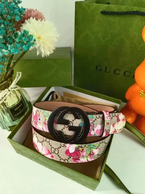 Gucci GG Marmont Belt Floral Print