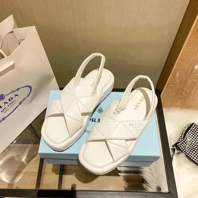 Prada Cross-Strap Sandal Quilted Leather