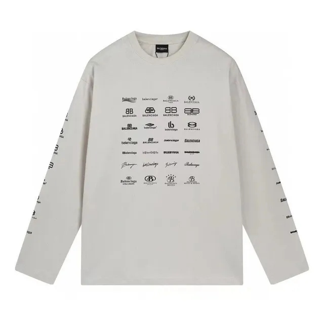 Balenciaga Logo Print Long-Sleeve Tee Multi-Logo