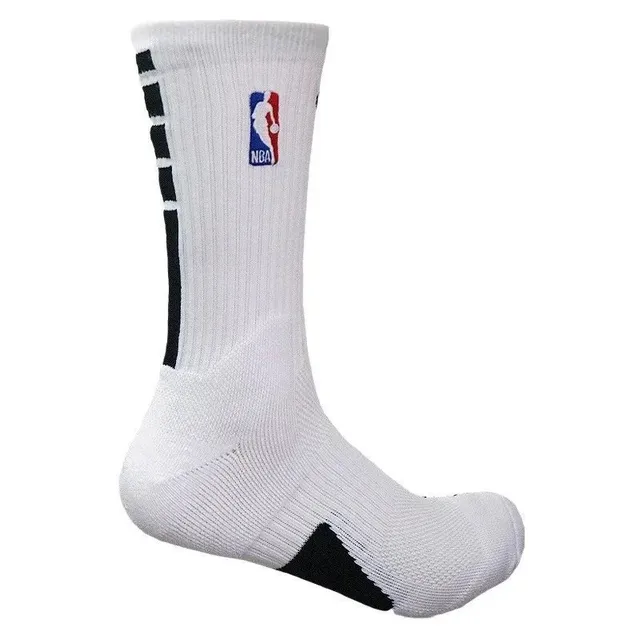 NBA Performance Sock White with Black Stripe and Logo