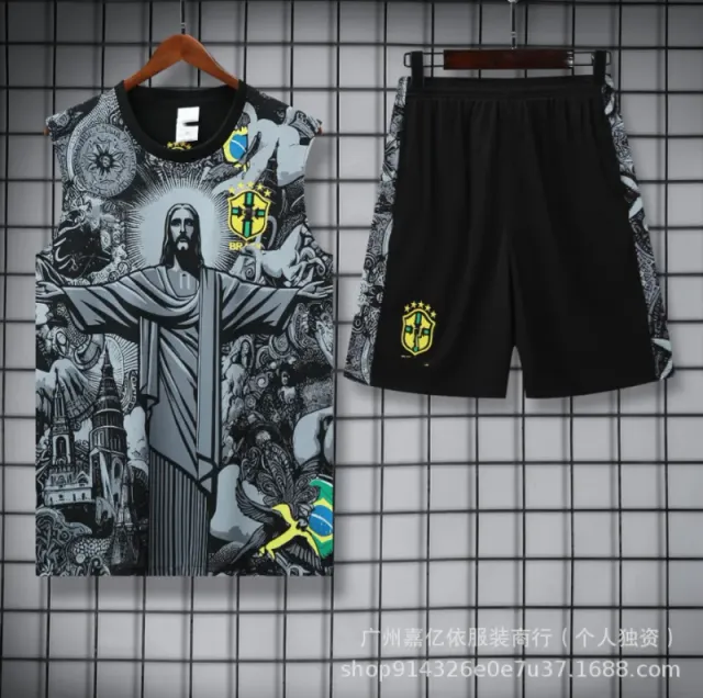 Graphic Tank & Shorts Set Brazilian Football Theme