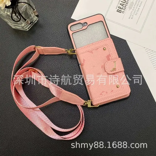 Louis Vuitton Phone Wallet Strap Case Floral Print