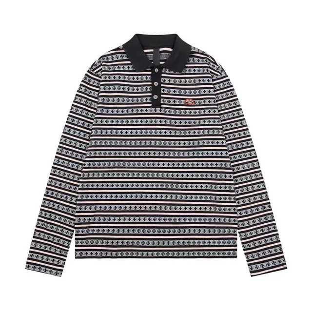 Chrome Hearts Polo Shirt Cross Motif Stripe