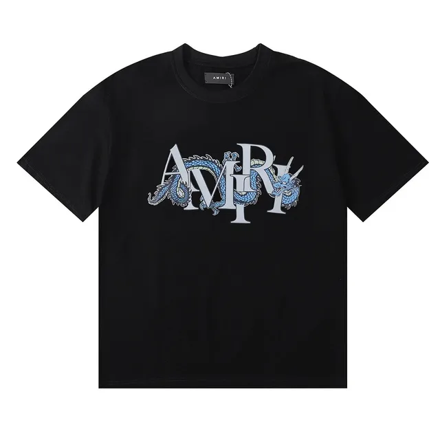 Amiri Dragon Logo Tee Blue Dragon Print