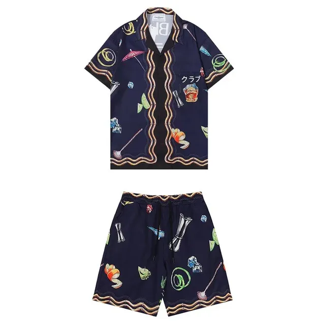 Balenciaga Printed Camp Collar Set Cocktail Bar Print