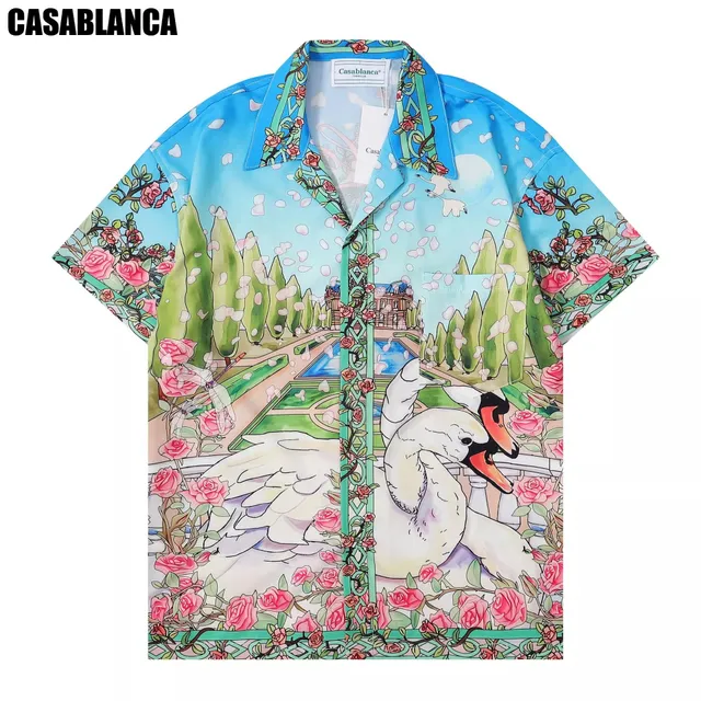 Casablanca Garden Print Shirt Swan and Rose Garden