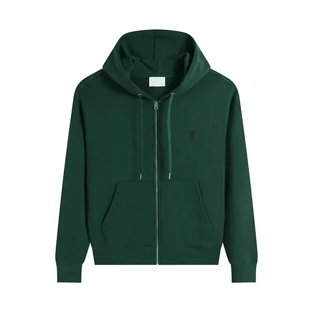 Saint Laurent Zip-Up Hoodie Solid Green