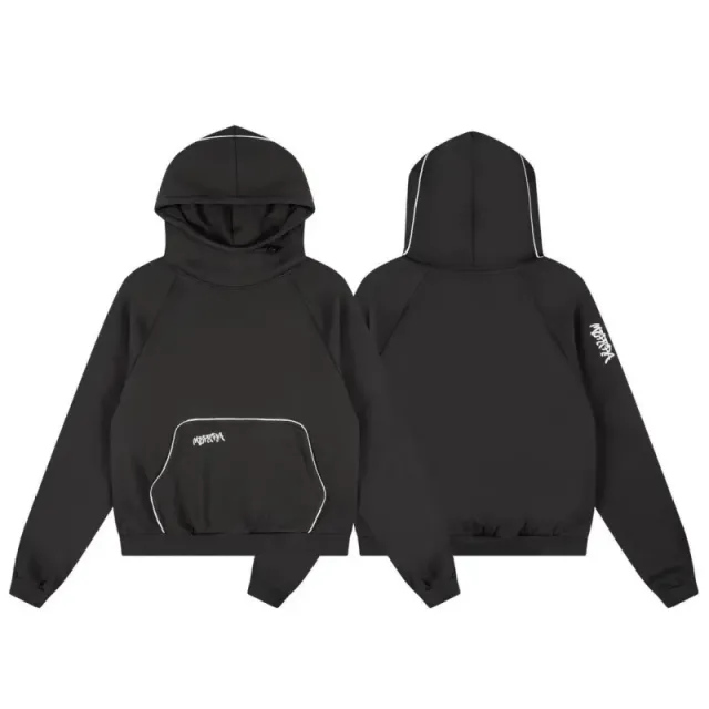 Mertra Cropped Hoodie White Stitch Detail