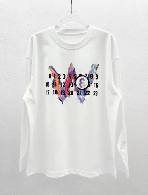 Maison Margiela Long-Sleeve Tee Painted Numbers Graphic