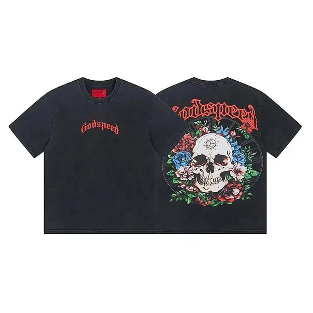 Godspeed Skull Floral Tee Floral Skull Print