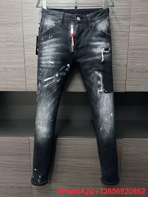Dsquared2 Distressed Jeans Paint-Splatter and Zipper Detail