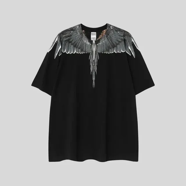 Marcelo Burlon Wings T-Shirt Black with Silver Wings Print